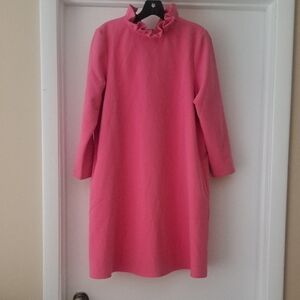 Tuckernuck Daphne Pink Ruffle Neck Swing Style Mini Dress SzM EUC